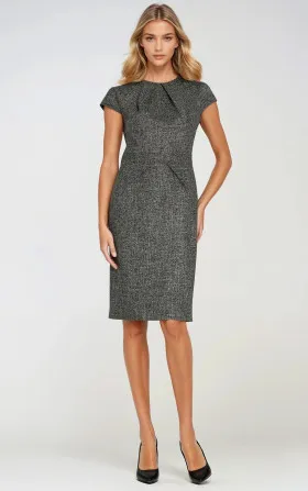 Dress with pleats at neckline - black