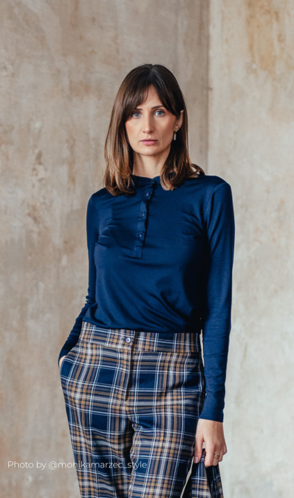 Bluzka polo ze stójką - granat