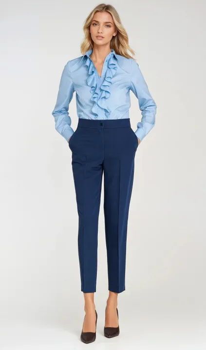 Eleganckie spodnie 7/8 - kobalt