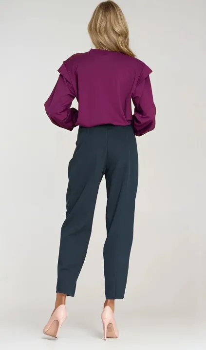 Spodnie baggy z wyskoim stanem - granat