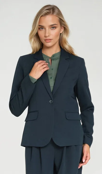 Klasyczny żakiet na jeden guzik - granat