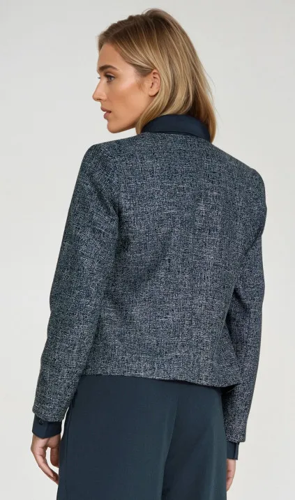 Żakiet typu chanel - granat