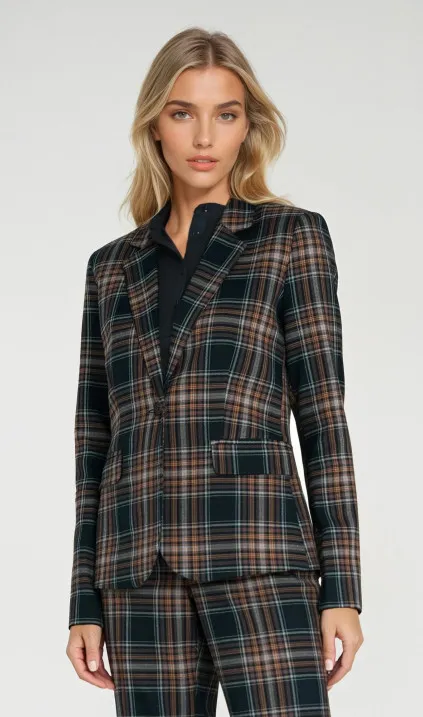 Klasyczny żakiet w granatową kratkę