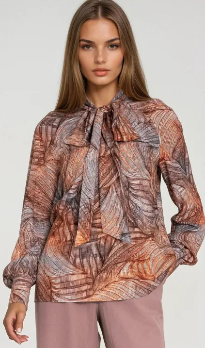 Wiskozowa bluzka z szarfą - paproć