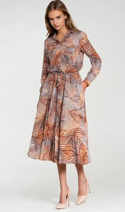 Wiskozowa sukienka midi - paproć