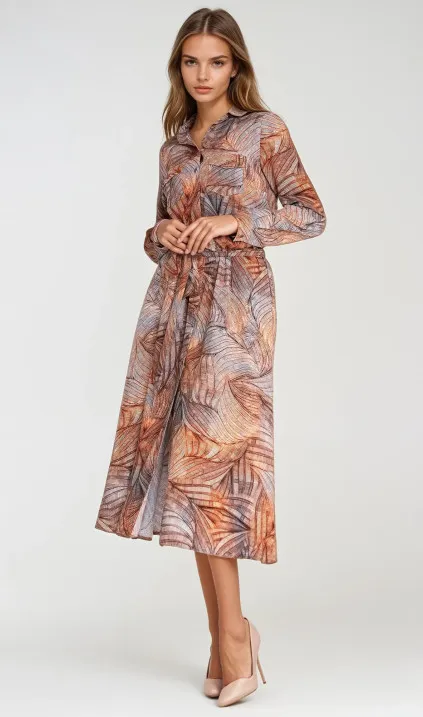 Wiskozowa sukienka midi - paproć