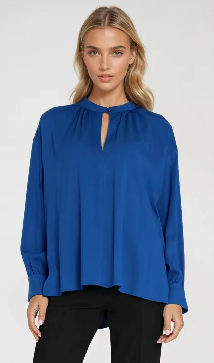 Oversizowa bluzka z marszczeniem - chaber