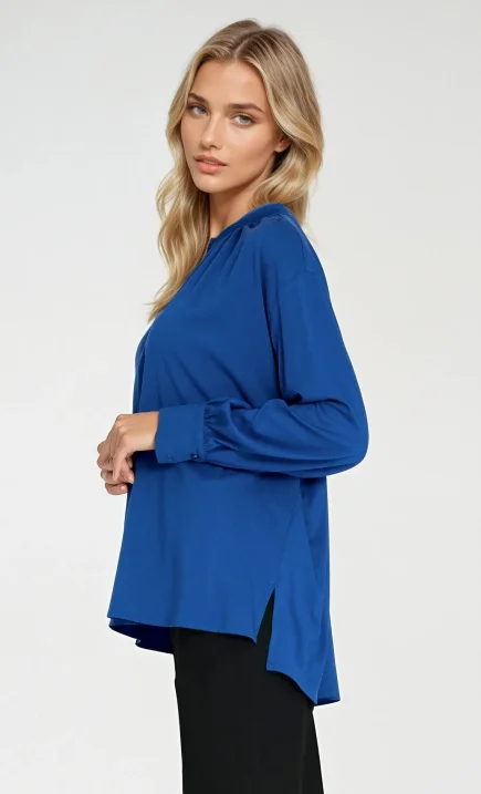 Oversizowa bluzka z marszczeniem - chaber