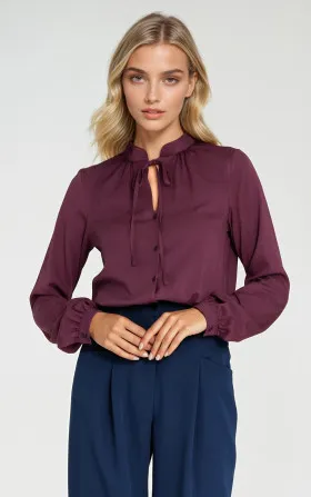 Blouse with tie at the neck - plum