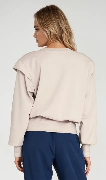 Bluza z wysokimi ściągaczami - beż