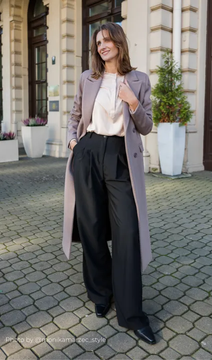 Spodnie z zakładkami, wide leg - czarny