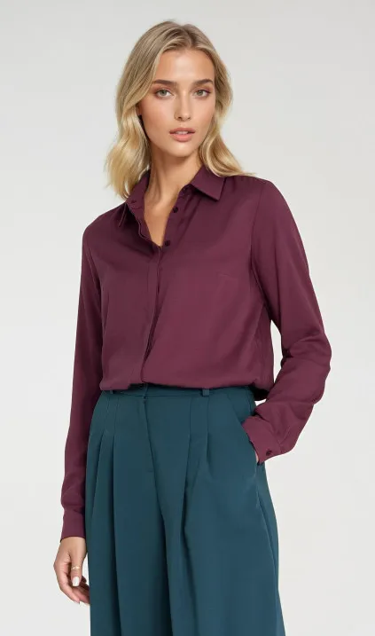Bluzka z krytą plisą - śliwka