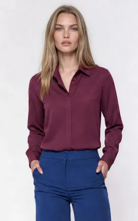 Blouse with hidden placket - plum