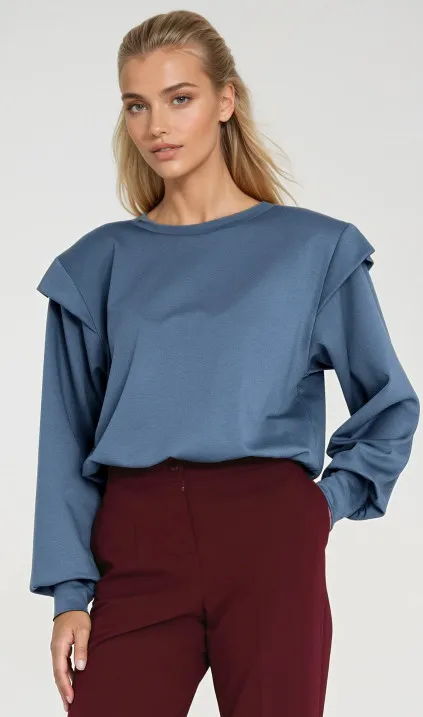 Bluza z wysokimi ściągaczami - kobalt