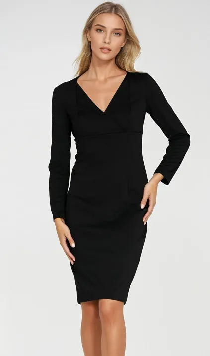 Sukienka z kopertowym dekoltem - czarny