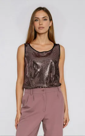 Shiny wide-strap top- copper