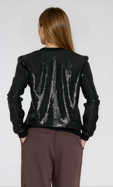 Cekinowa rozpinana bluza  - czarny
