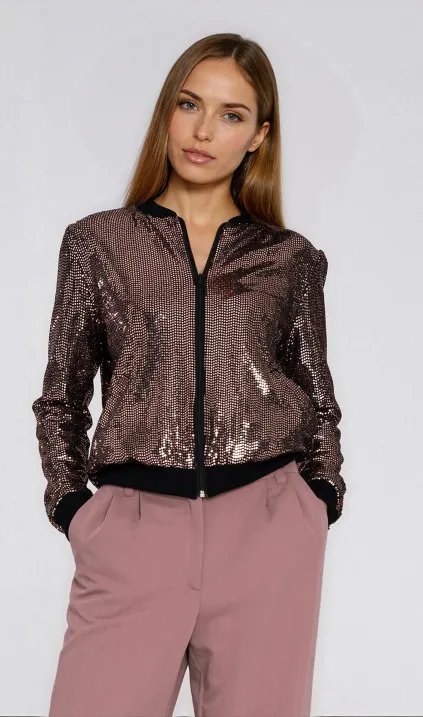  Cekinowa rozpinana bluza - miedziany