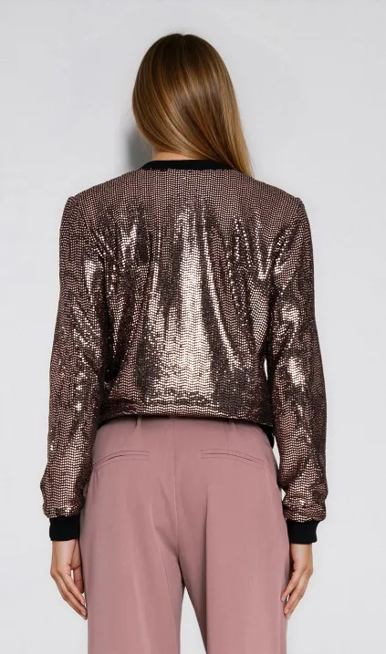  Cekinowa rozpinana bluza - miedziany