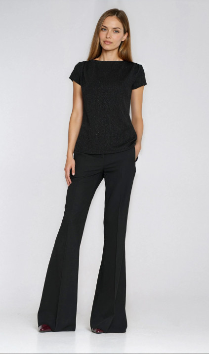 Classic pressed seam flared trousers - black