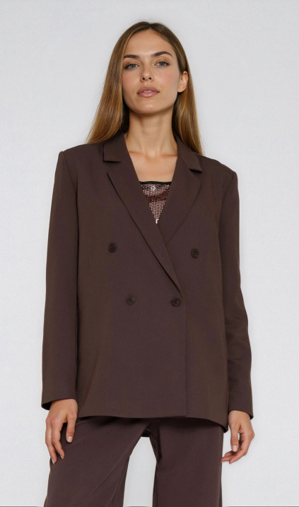 Marynarka oversize, dwurzędowa - brąz