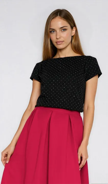 Bluzka z zakładkami na ramionach - srebrny