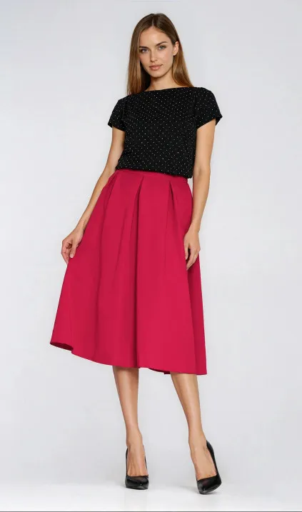 Rozkloszowana spódnica midi - czerwony