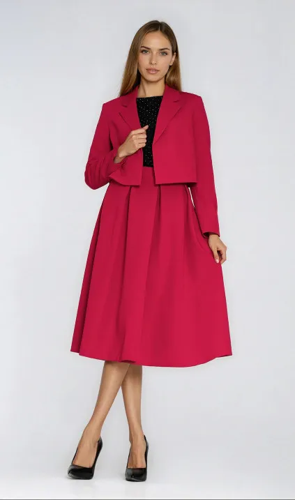 Rozkloszowana spódnica midi - czerwony