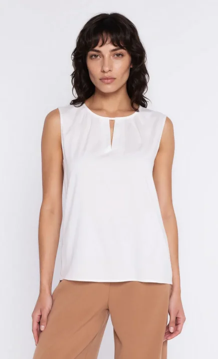 Bluzka z ozdobnym dekoltem - ecru