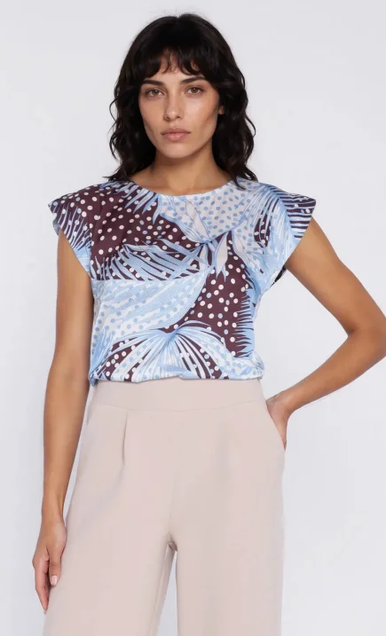 Bluzka z rękawem kimono - liście