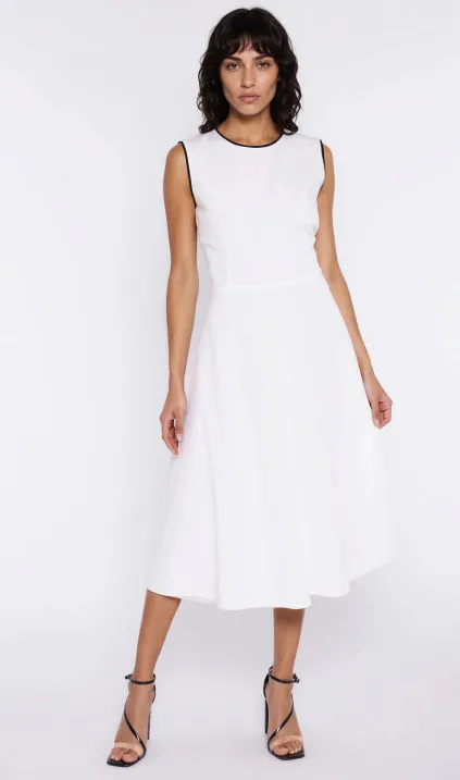 Sukienka z lamówką - ecru