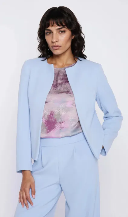 Krótki żakiet chanel - błękit - sky blue