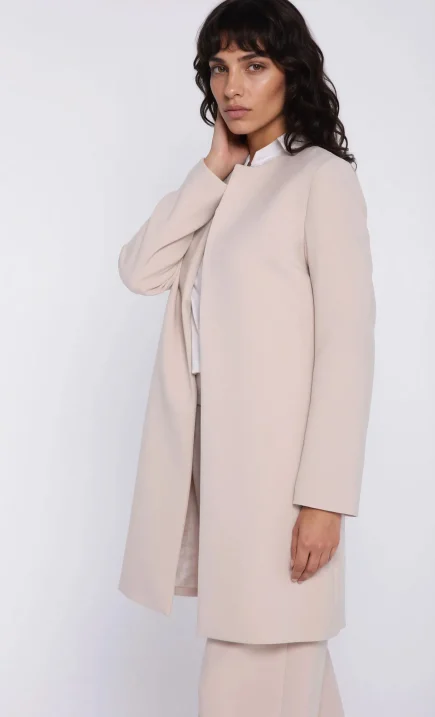 Straight long jacket - beige