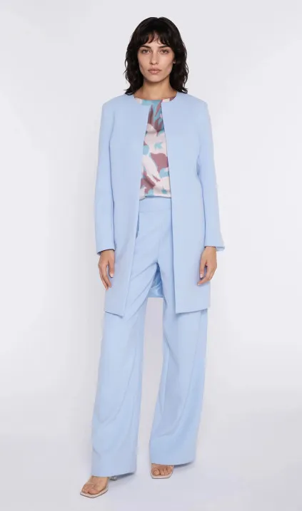 Prosty długi żakiet- błękit - sky blue