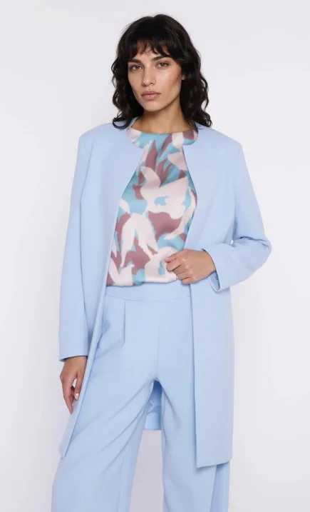 Straight long jacket - sky blue