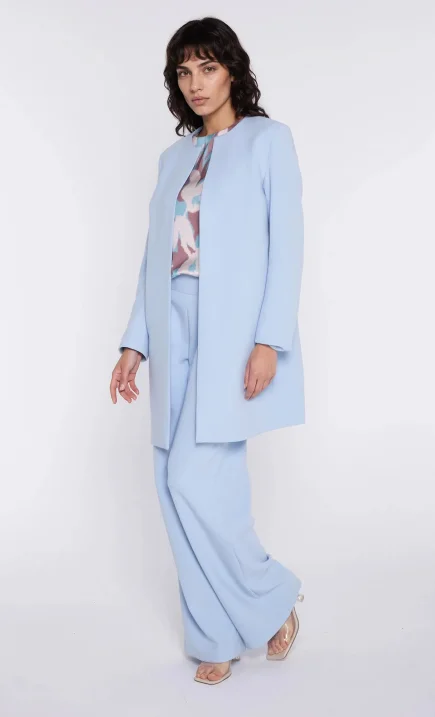 Straight long jacket - sky blue