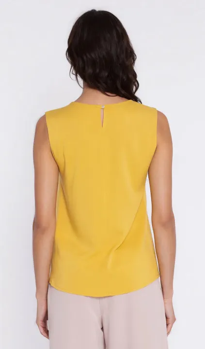Bluzka z ozdobnym dekoltem - żółty