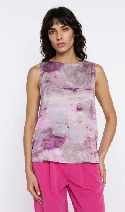 Bluzka o kroju trapezu, bez rękawów - wzór