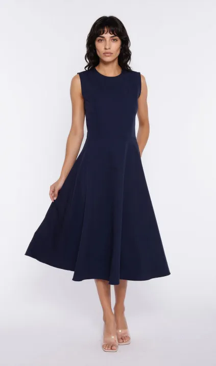Piped dress - navy