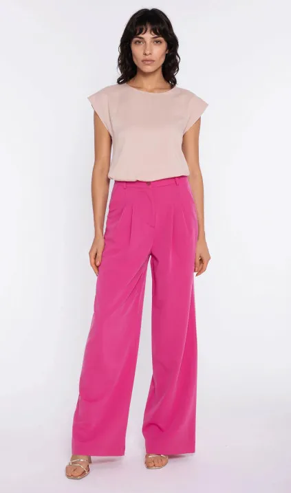 Pleated wide-leg trousers - pink