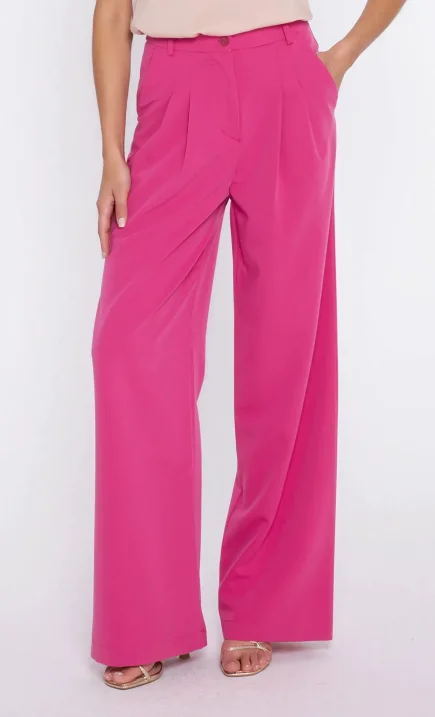 Pleated wide-leg trousers - pink