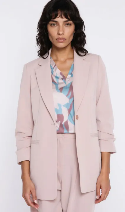 Żakiet z marszczonymi rękawami - beż