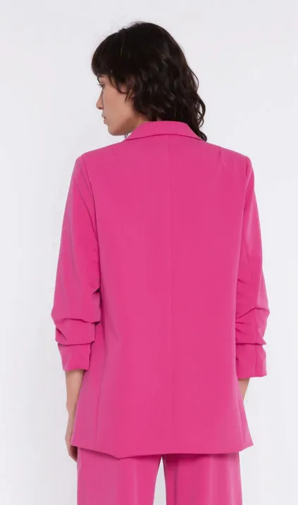 Żakiet z marszczonymi rękawami - róż
