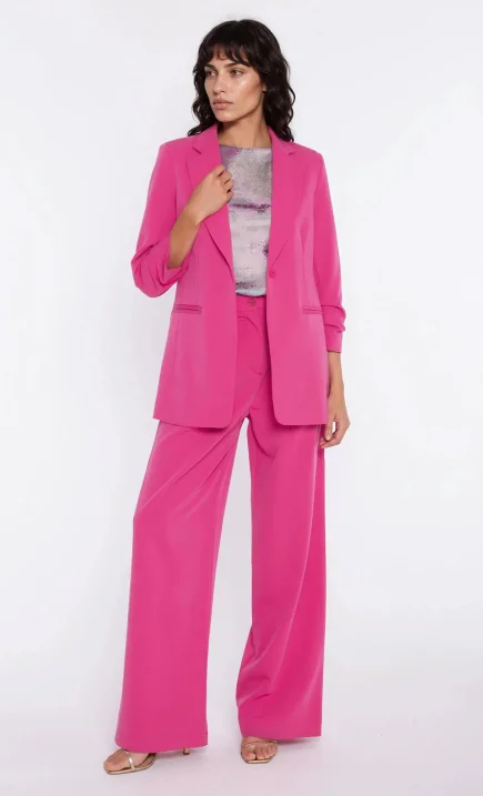 Żakiet z marszczonymi rękawami - róż