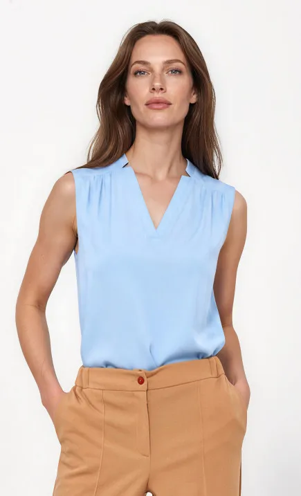 V-neck blouse - sky blue