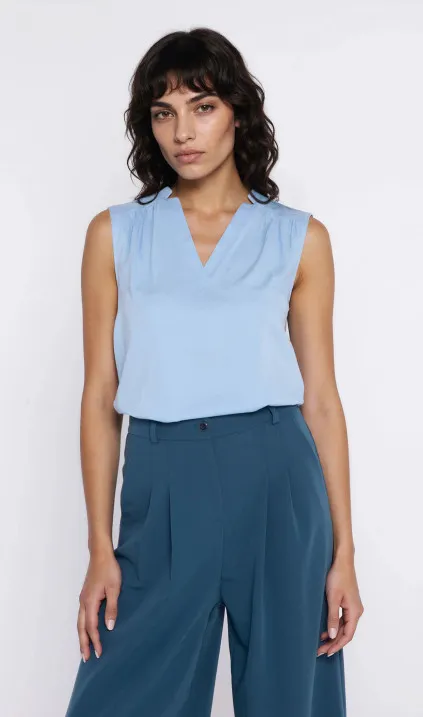 V-neck blouse - sky blue