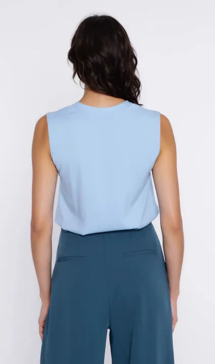 Bluzka z dekoltem w kształcie litery V - błękit - sky blue