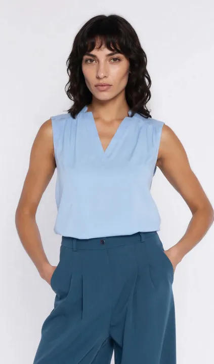 V-neck blouse - sky blue