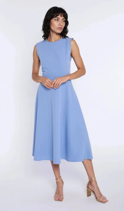 Sukienka z lamówką - błękit - sky blue