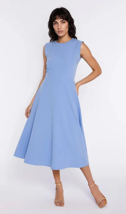 Piped dress - sky blue